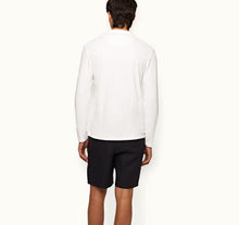 Terry Towelling O.B Stripe Tailored Fit Long-Sleeve Towelling Resort Polo Shirt | White