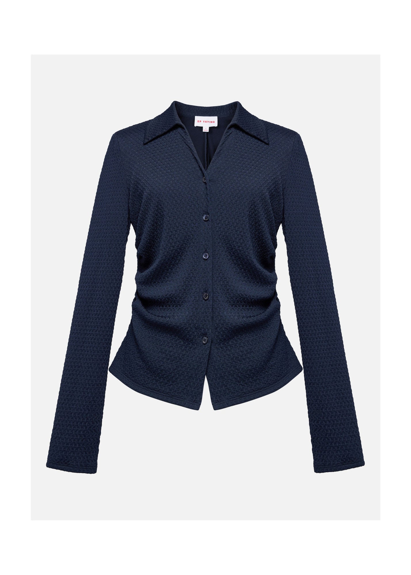 Textured Pleated Shirt | Navy