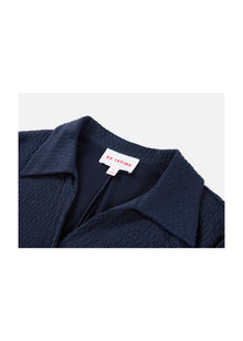 Textured Pleated Shirt | Navy