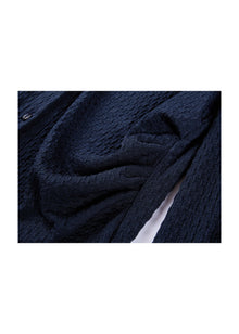 Textured Pleated Shirt | Navy