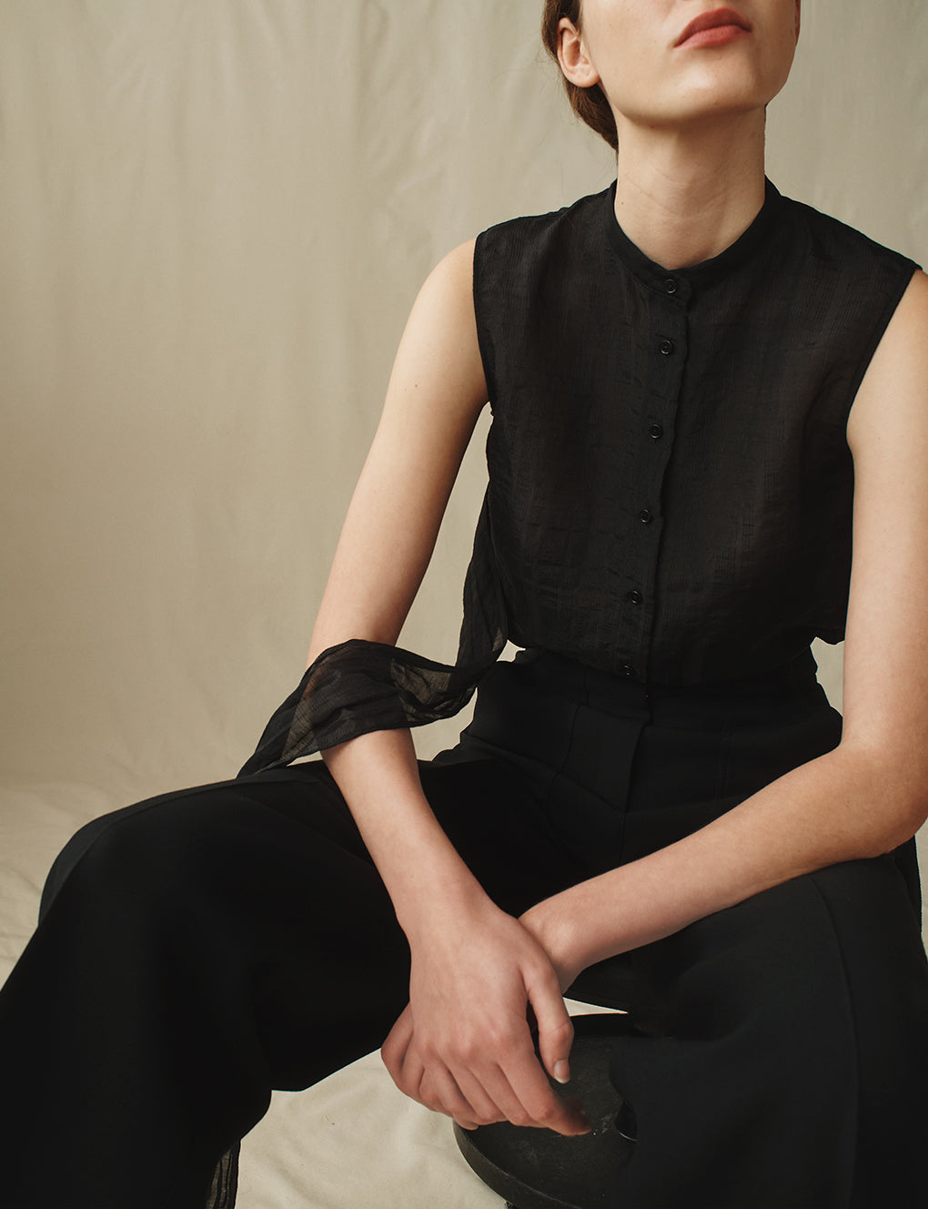 Womens | The Sheer Sash Top | Black