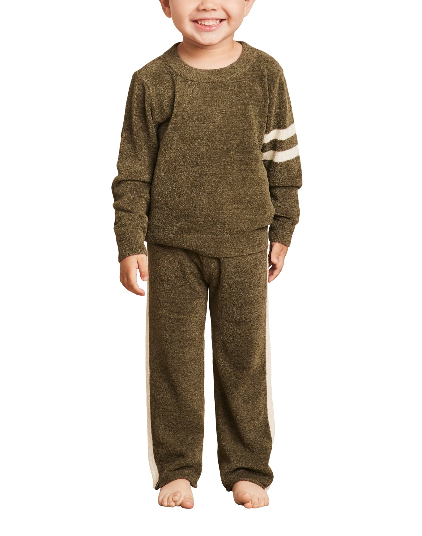 Toddler | Cozychic Ultra Lite Pullover W/ Contrast Stripes | Olive-Cream