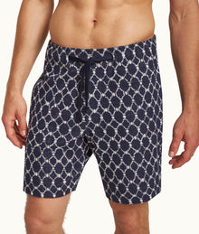 Trevone Towelling Geometric Tile Towelling Sweat Shorts | Midnight Navy