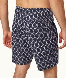 Trevone Towelling Geometric Tile Towelling Sweat Shorts | Midnight Navy