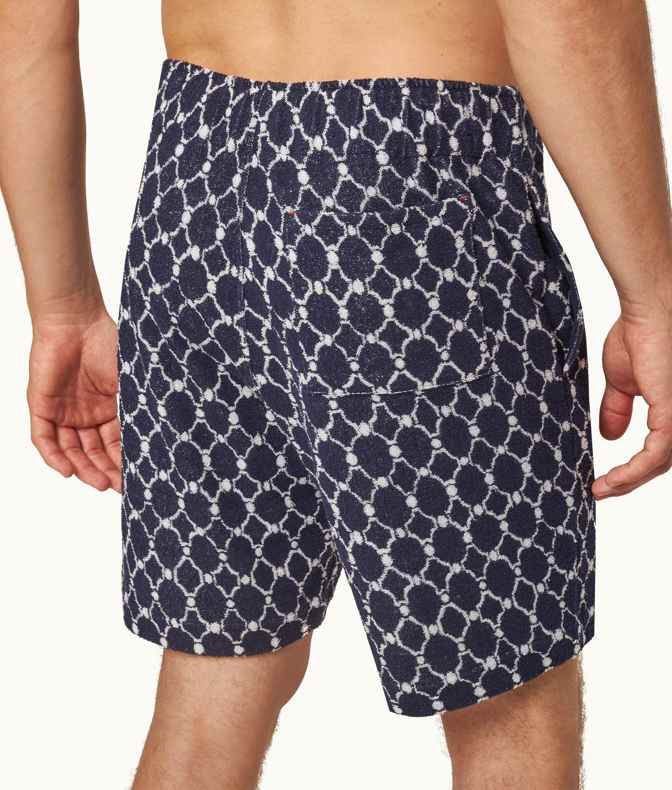 Trevone Towelling Geometric Tile Towelling Sweat Shorts | Midnight Navy
