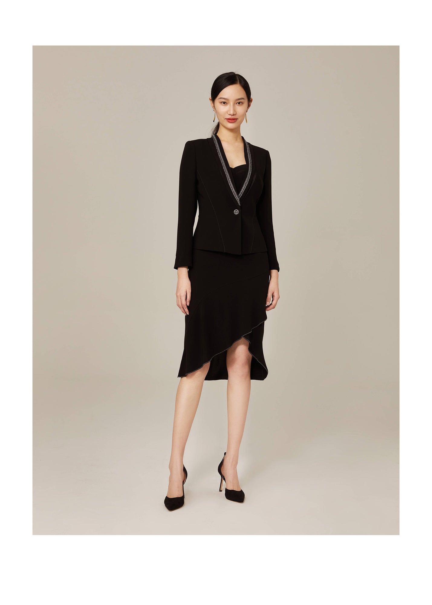 Triacetate Single-Button Blazer | Black