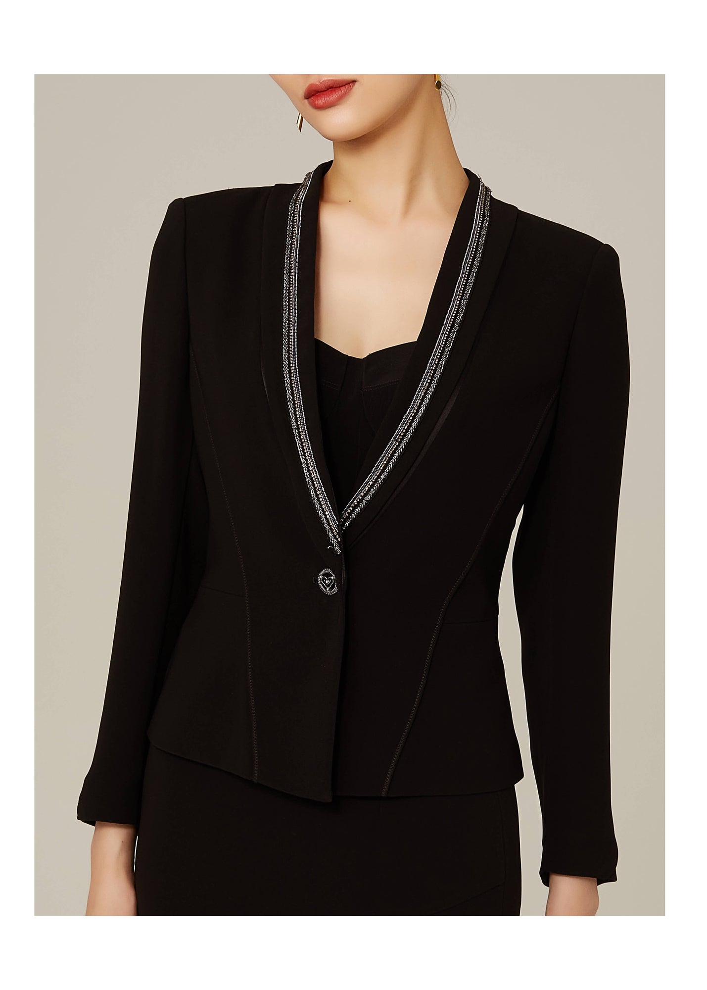Triacetate Single-Button Blazer | Black