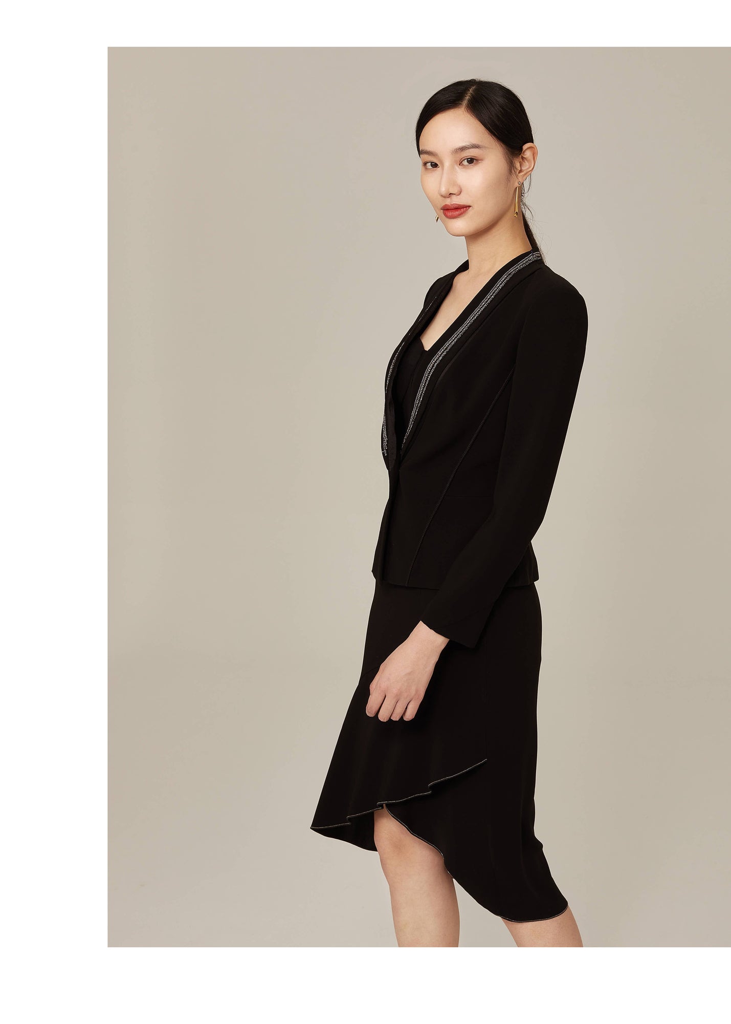 Triacetate Single-Button Blazer | Black