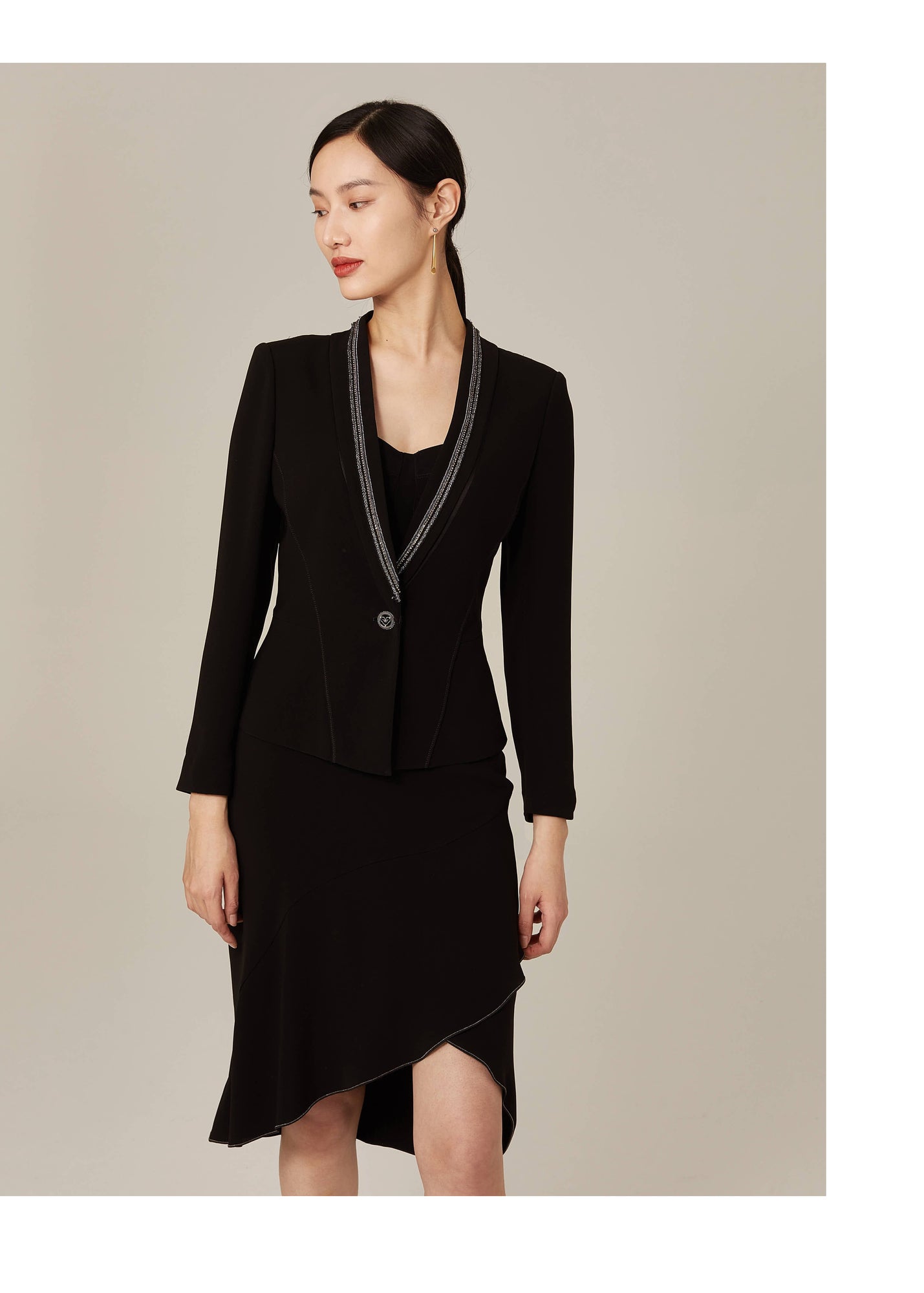 Triacetate Single-Button Blazer | Black