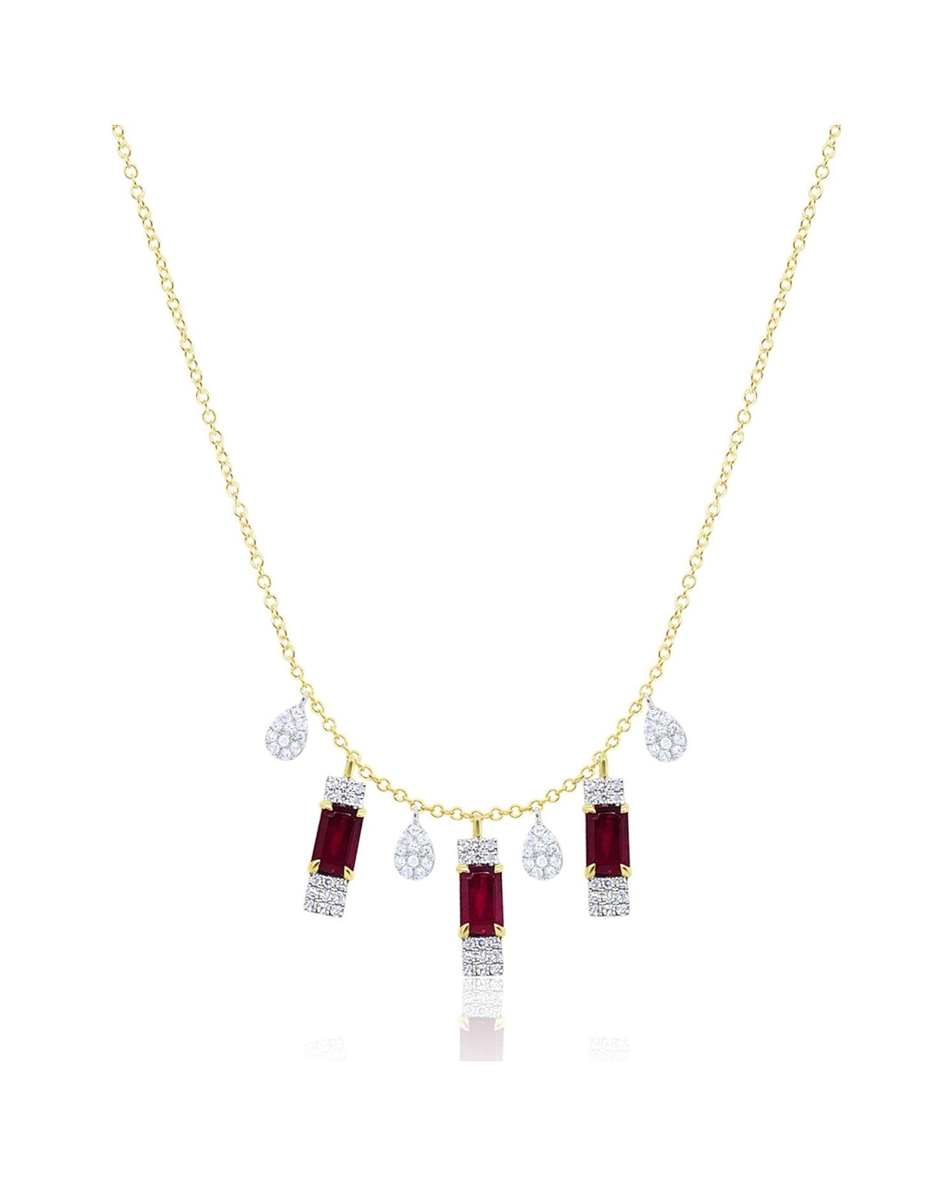 Trio Ruby Necklace | 14K Yellow And White Gold