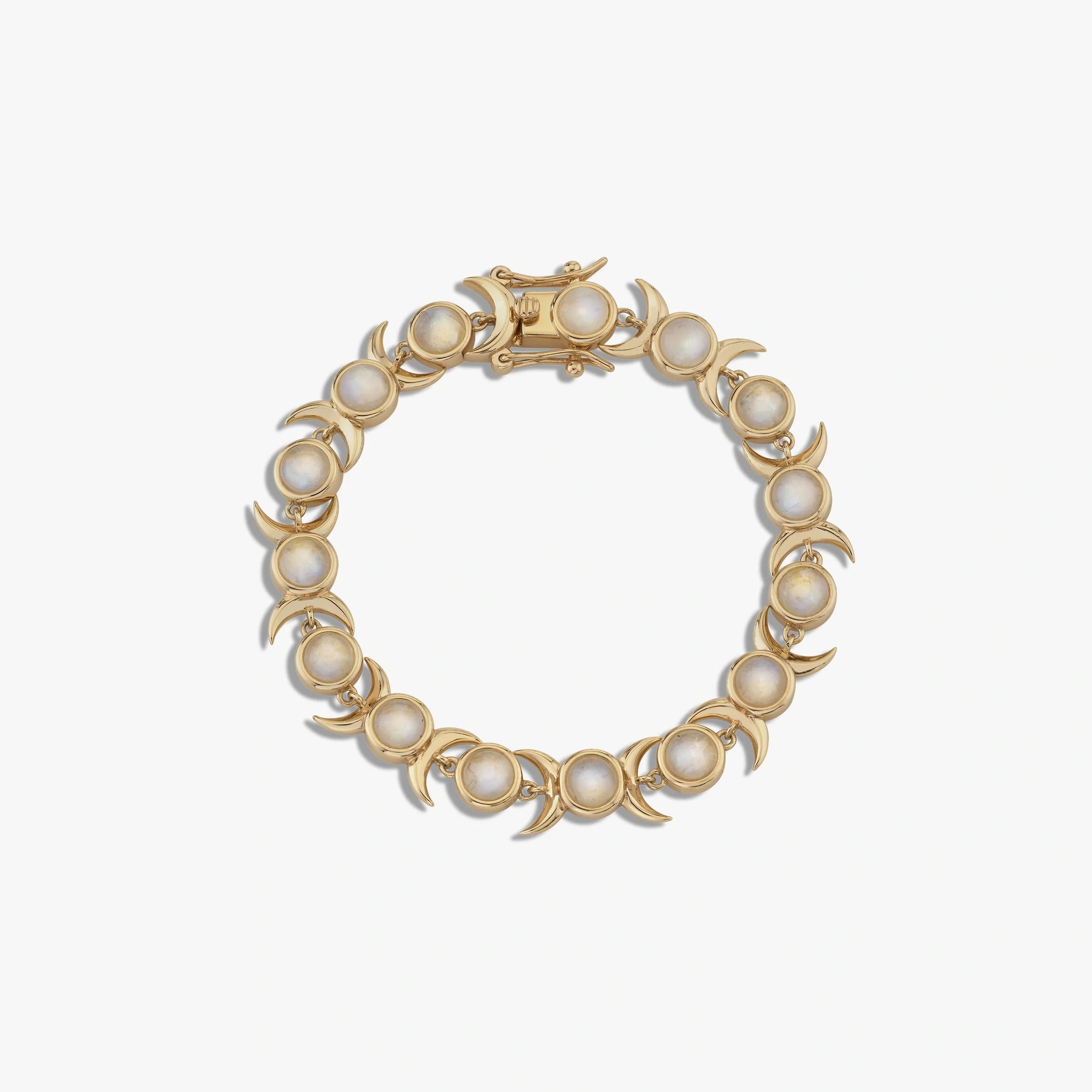 Awe Inspired Bracelets 14K Gold Vermeil / Moonstone / 6.75'' Triple Moon Tennis Bracelet