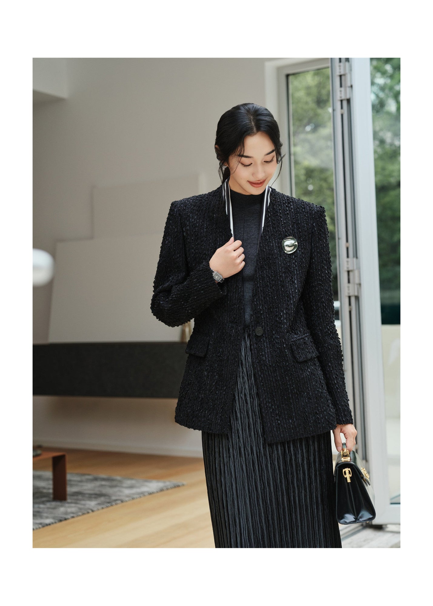 Tweed-Style Jacket | Black