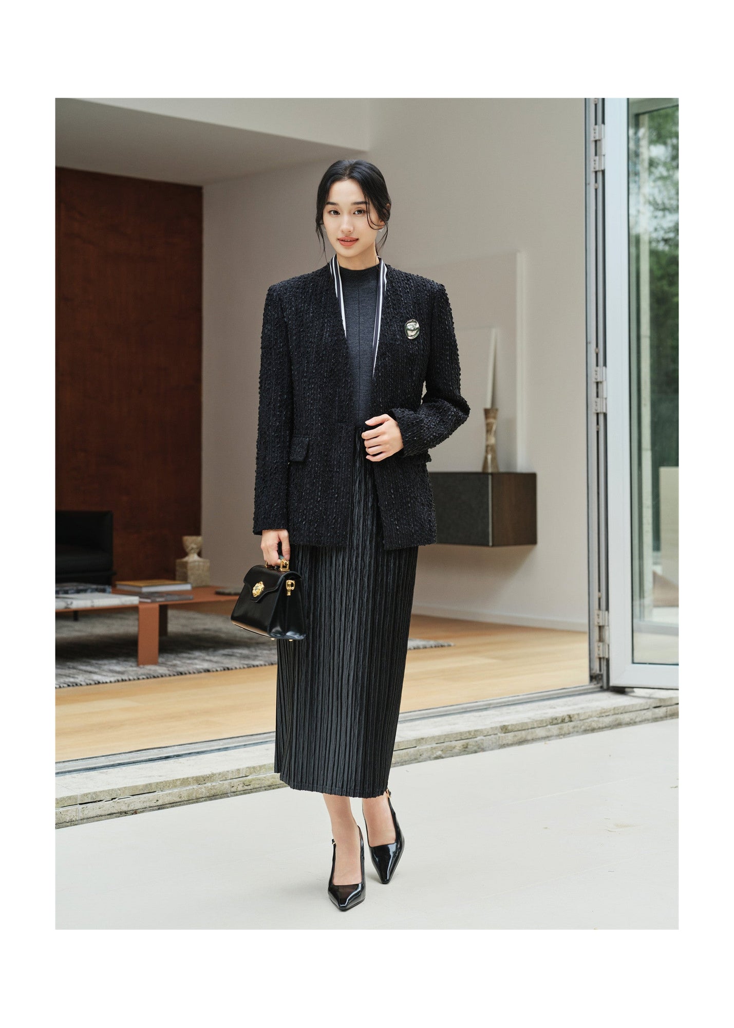 Tweed-Style Jacket | Black
