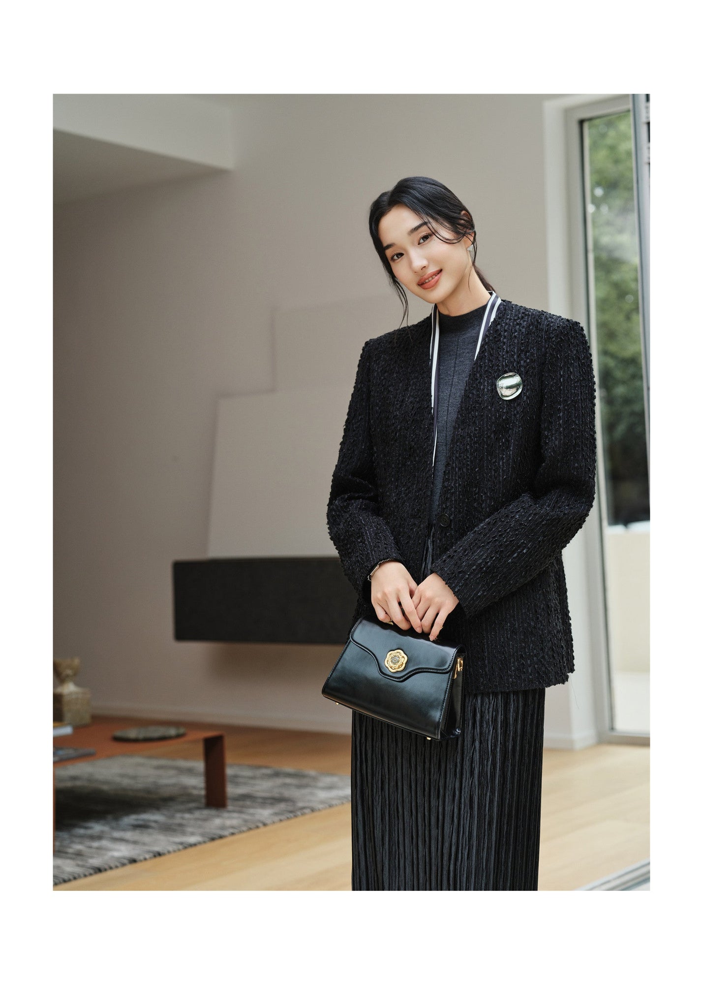 Tweed-Style Jacket | Black