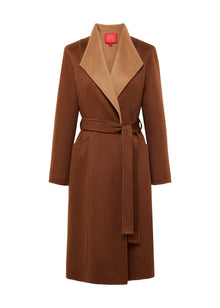 Two-Tone Wrap Coat | Brown/Beige