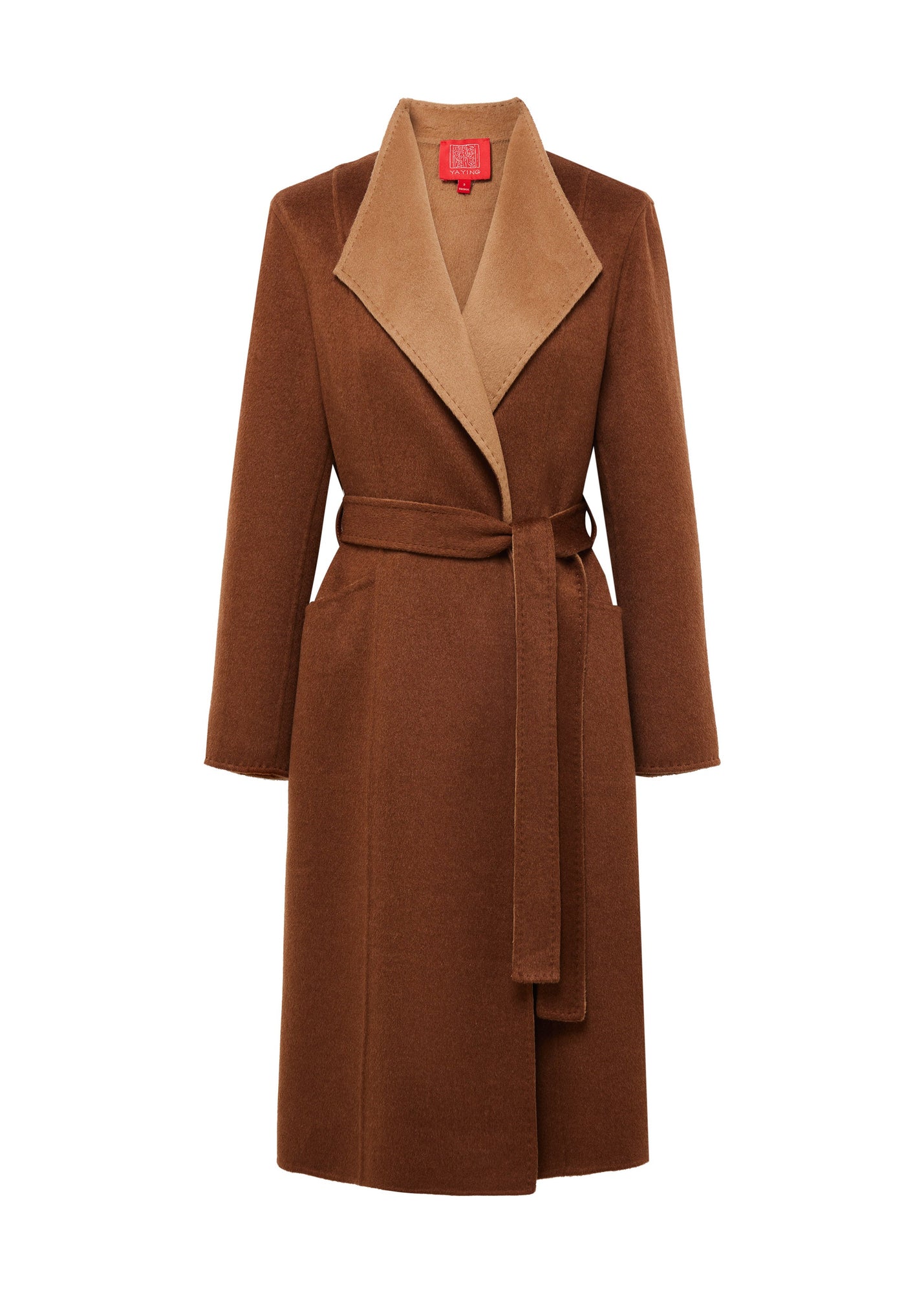 Two-Tone Wrap Coat | Brown/Beige