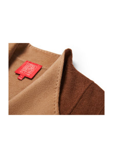 Two-Tone Wrap Coat | Brown/Beige