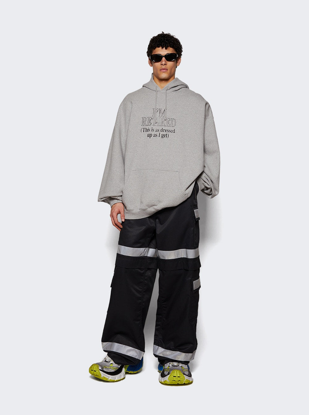 Men | VETEMENTS | I'm Retired Oversized Hoodie | Grey Melange