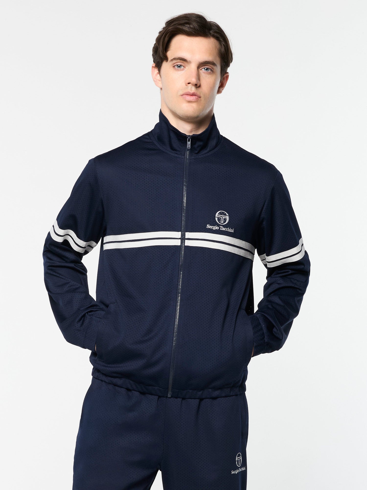 Men | Arturo Mesh Track Jacket | Maritime Blue/ Quiet Gray