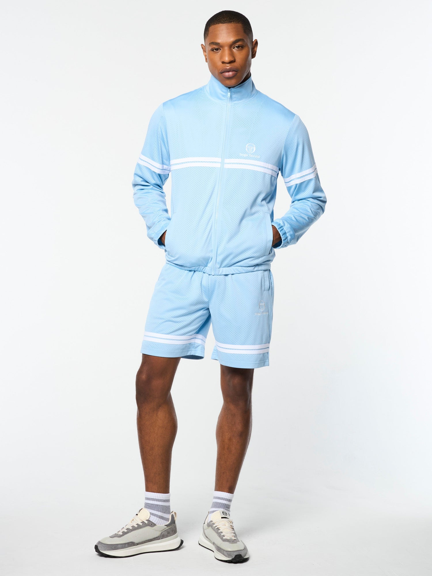 Men | Arturo Mesh Track Jacket | Dutch Canal/ White