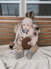 Unisex | Honeycomb Cashmere Pram Coat with Trim | Beige