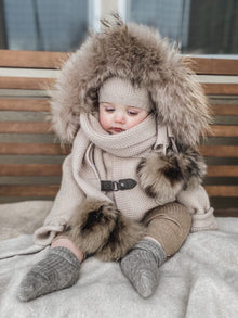 Unisex | Honeycomb Cashmere Pram Coat with Trim | Beige