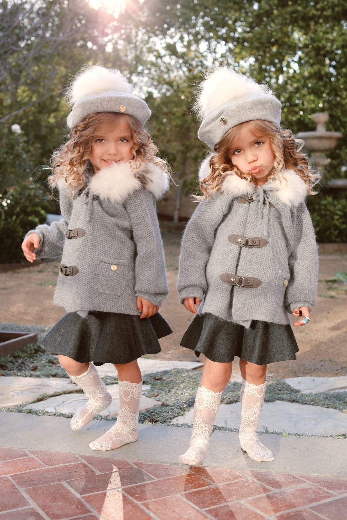 Unisex | Honeycomb Grey Cashmere Pram Coat with White Print Trim | Gray