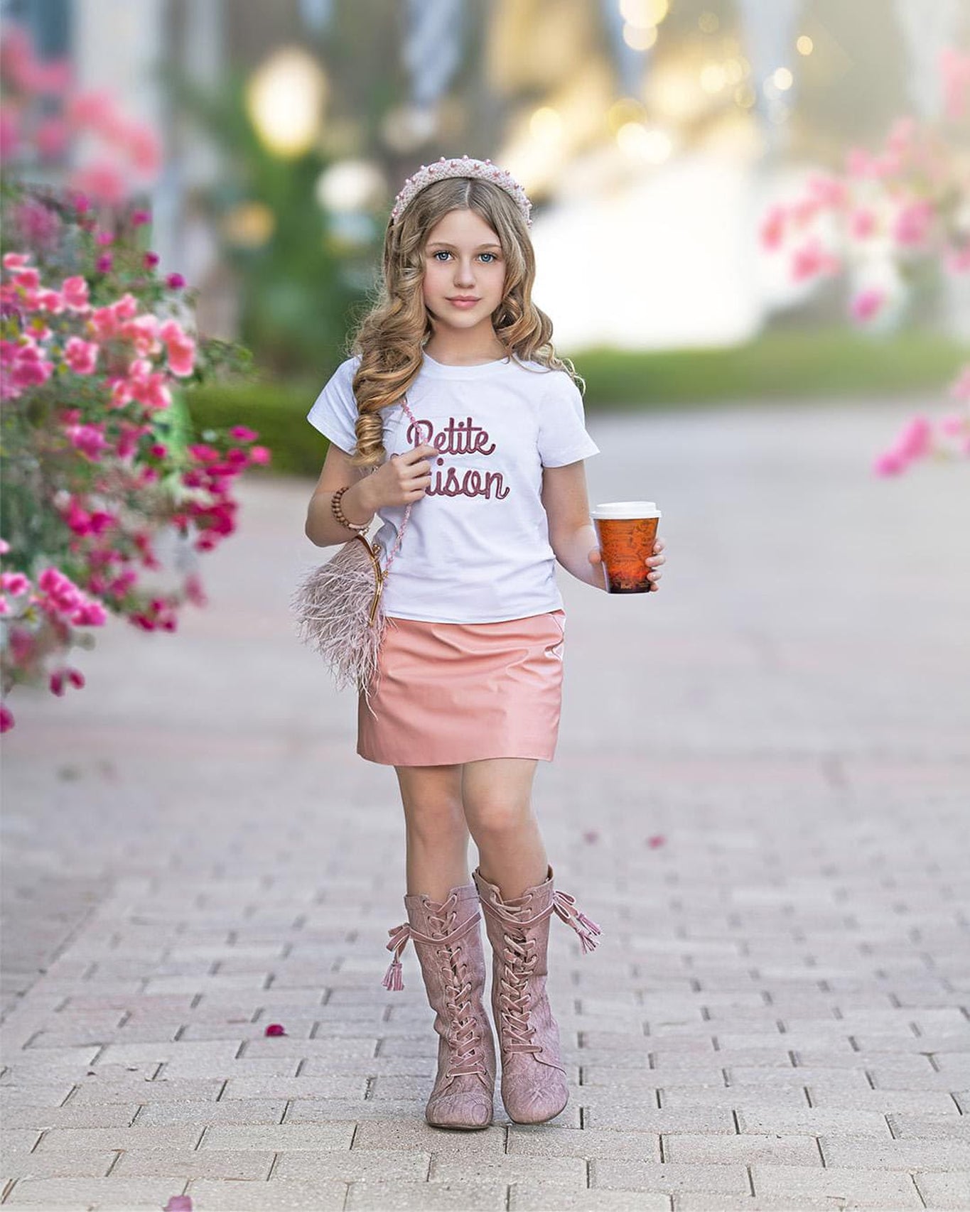 Unisex | Petite Maison Logo Pima Cotton T-Shirt | White x Pink