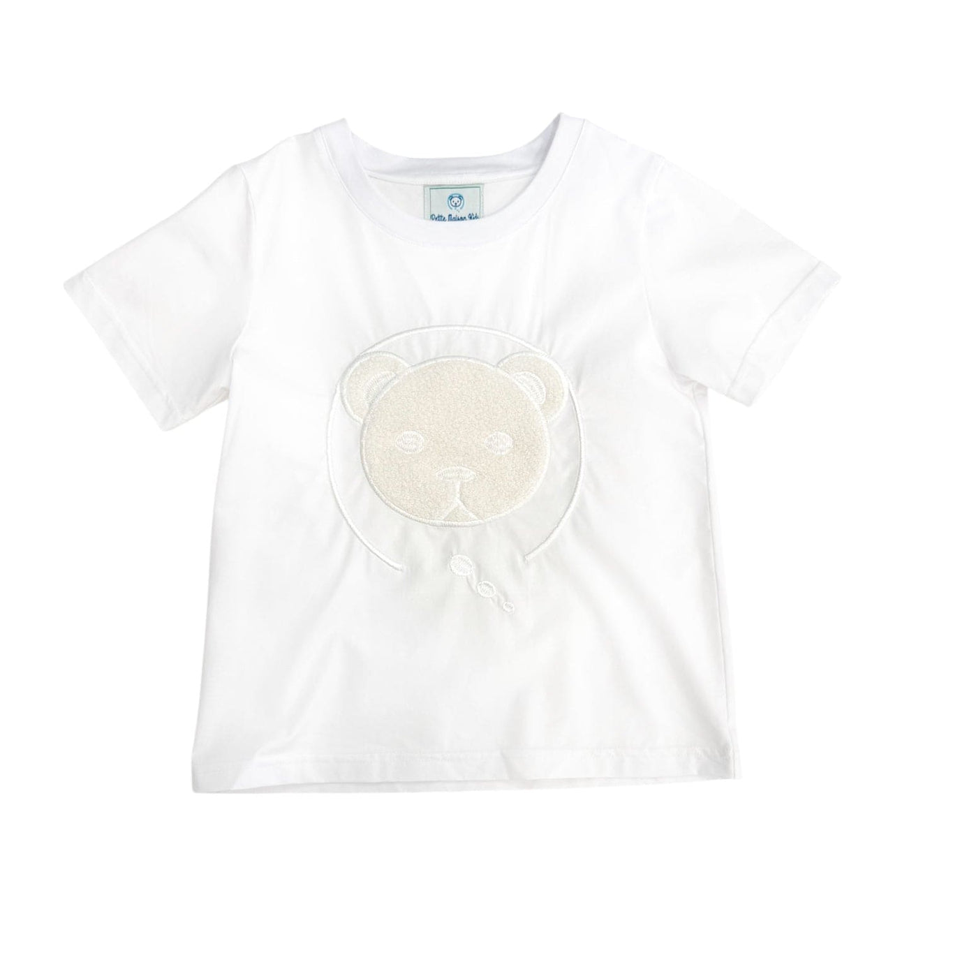 Unisex | Pima Cotton Teddy T-Shirt | White x Beige