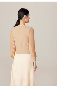 V-Neck Knit Top | Beige