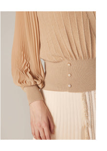 V-Neck Knit Top | Beige