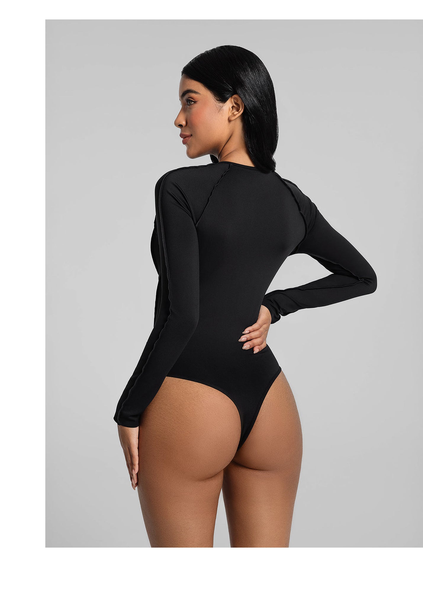 V-Panel Mesh Bodysuit | Black