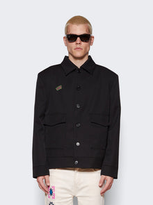 Men | VEERT | Structured Wool Jacket With Removable Retro Logo Pin | Black