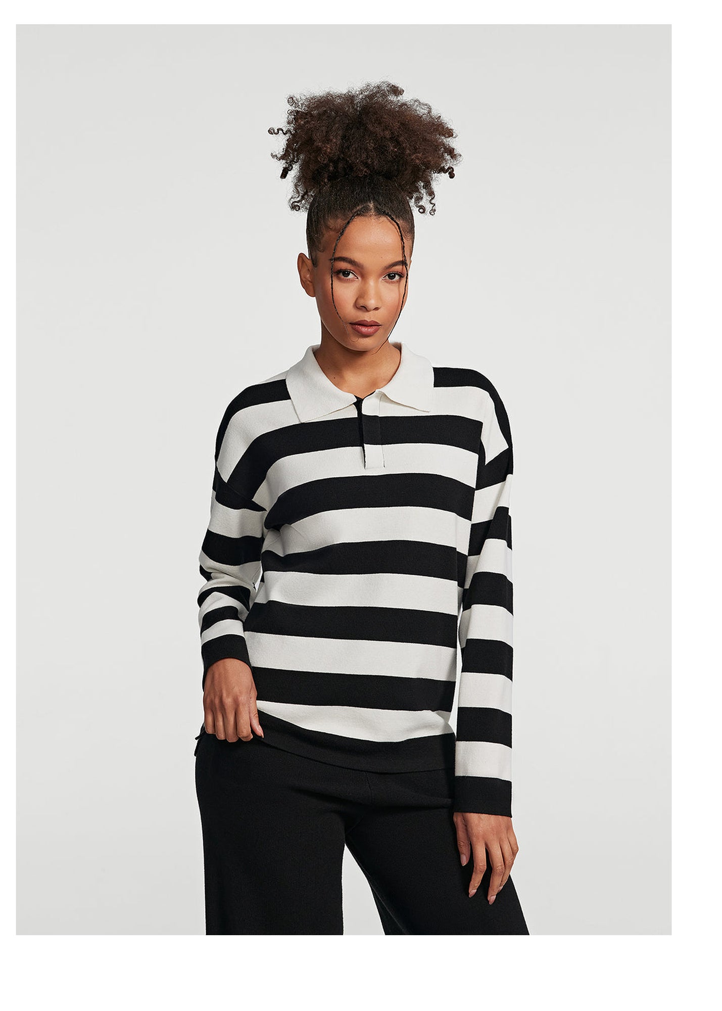 Varsity Striped Rugby Shirt | Black/White