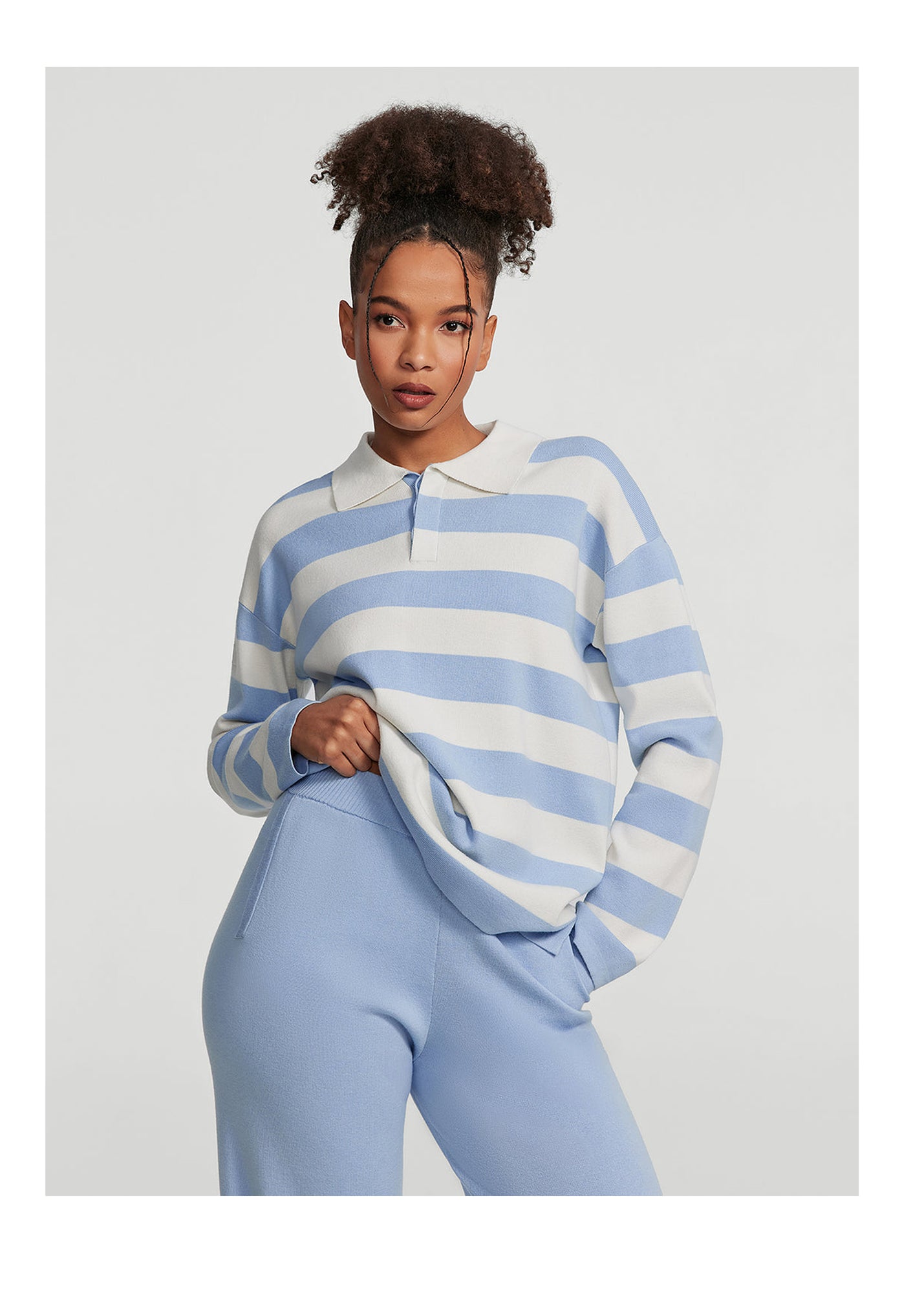 Varsity Striped Rugby Shirt | Sky Blue/White