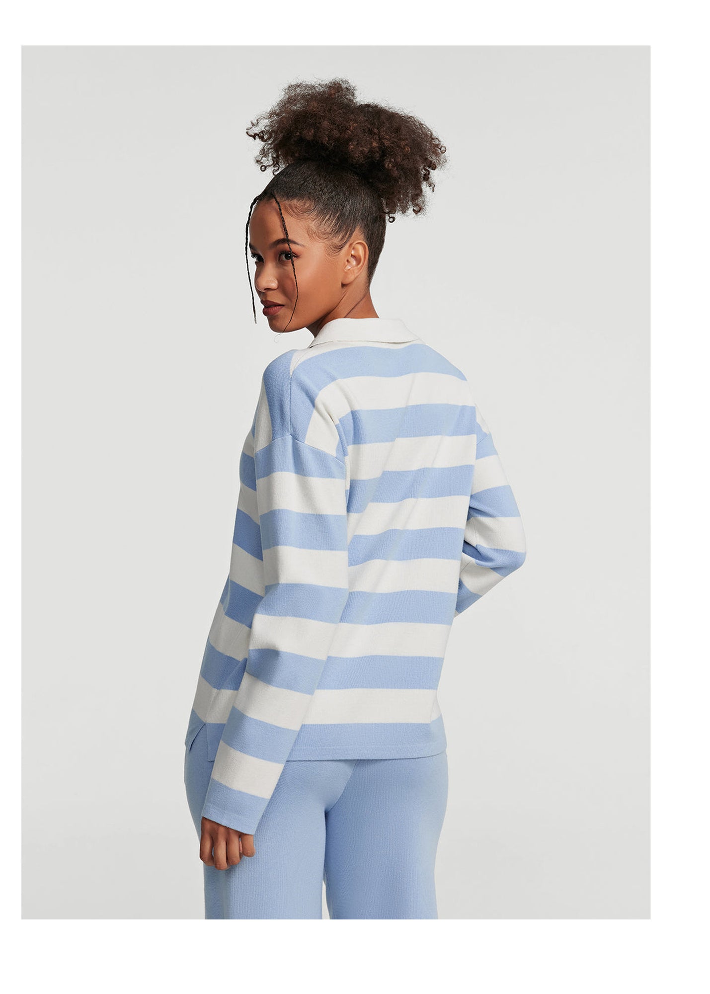 Varsity Striped Rugby Shirt | Sky Blue/White