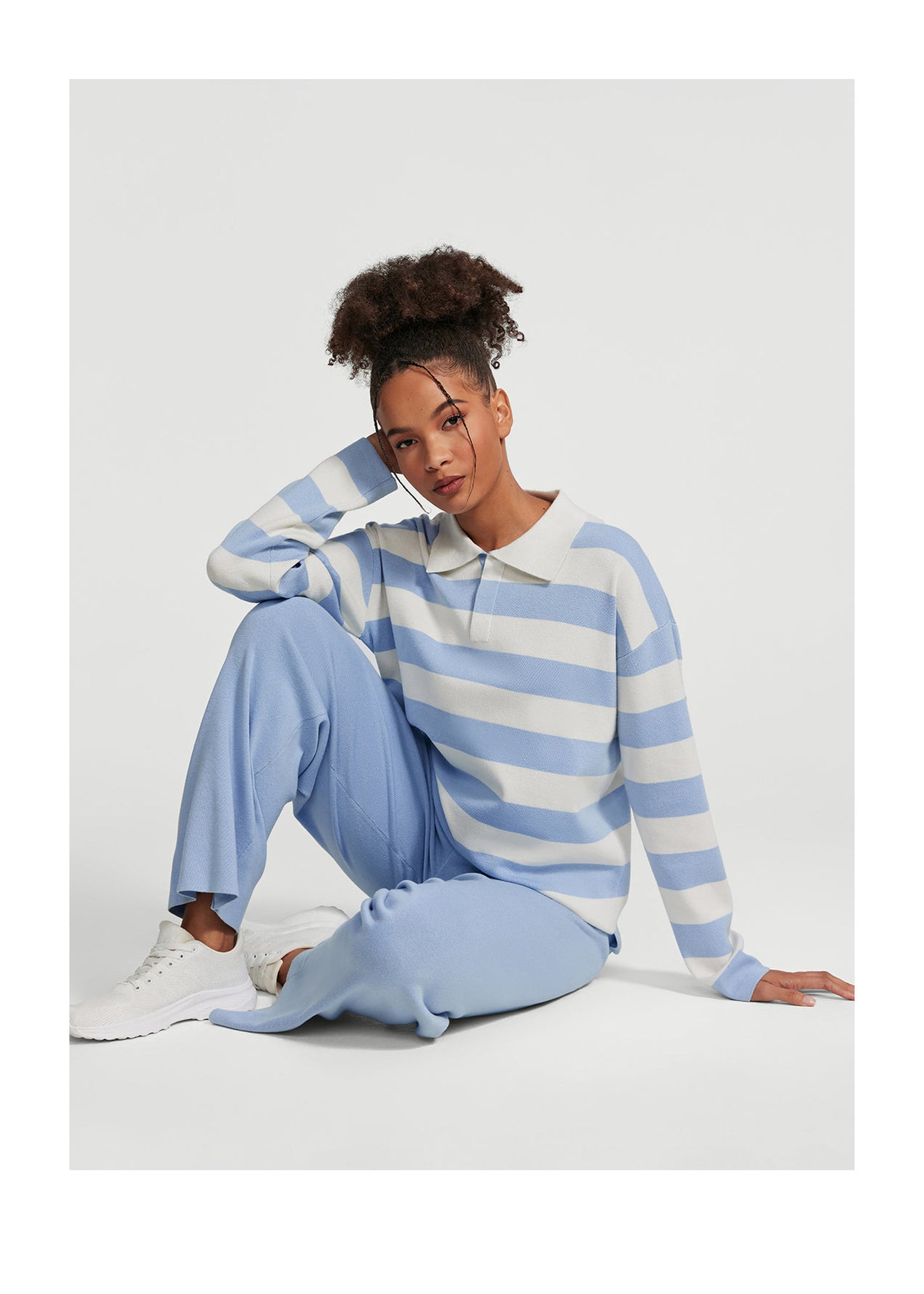 Varsity Striped Rugby Shirt | Sky Blue/White