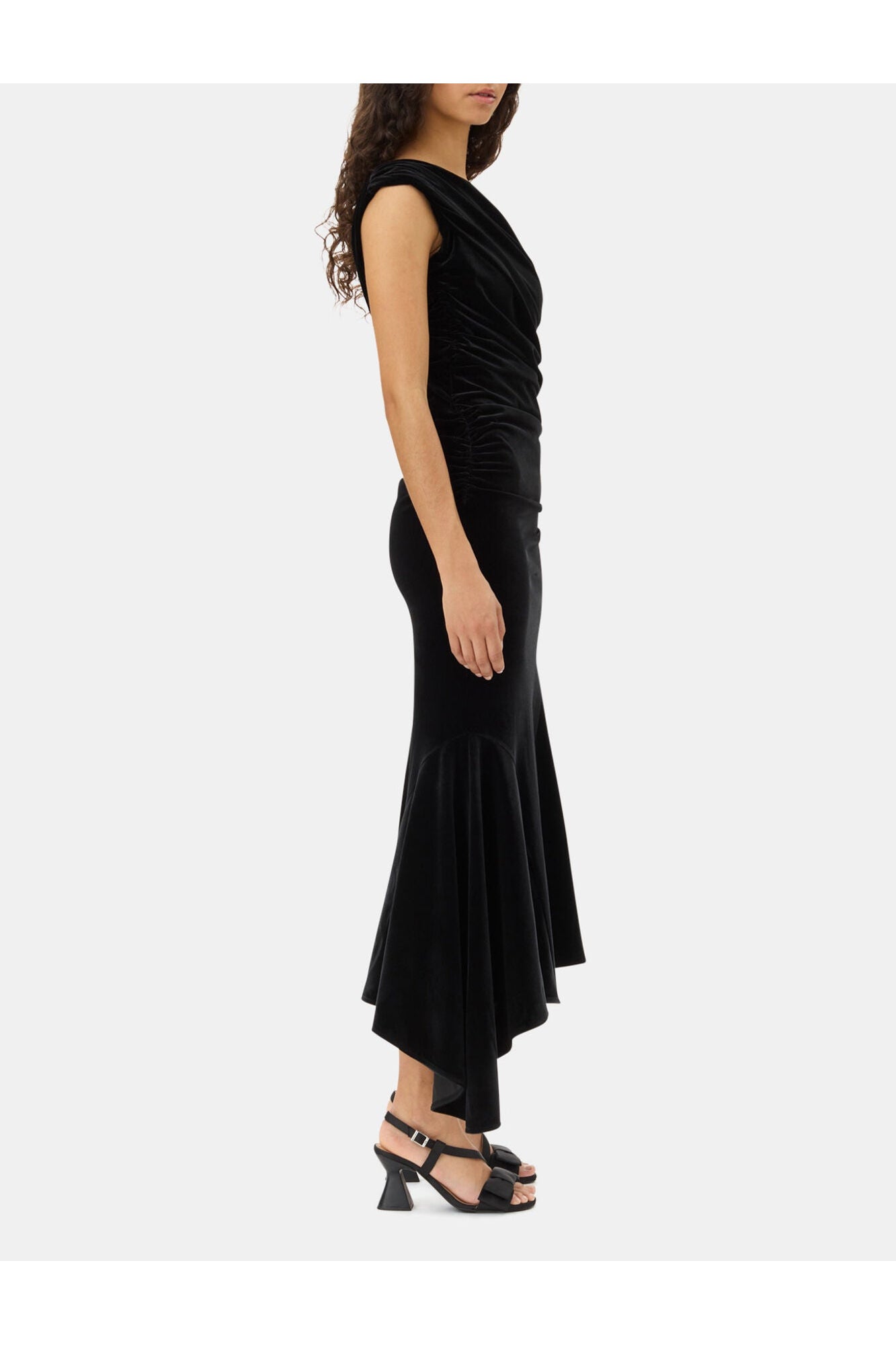 Velvet Ruched Dress | Black