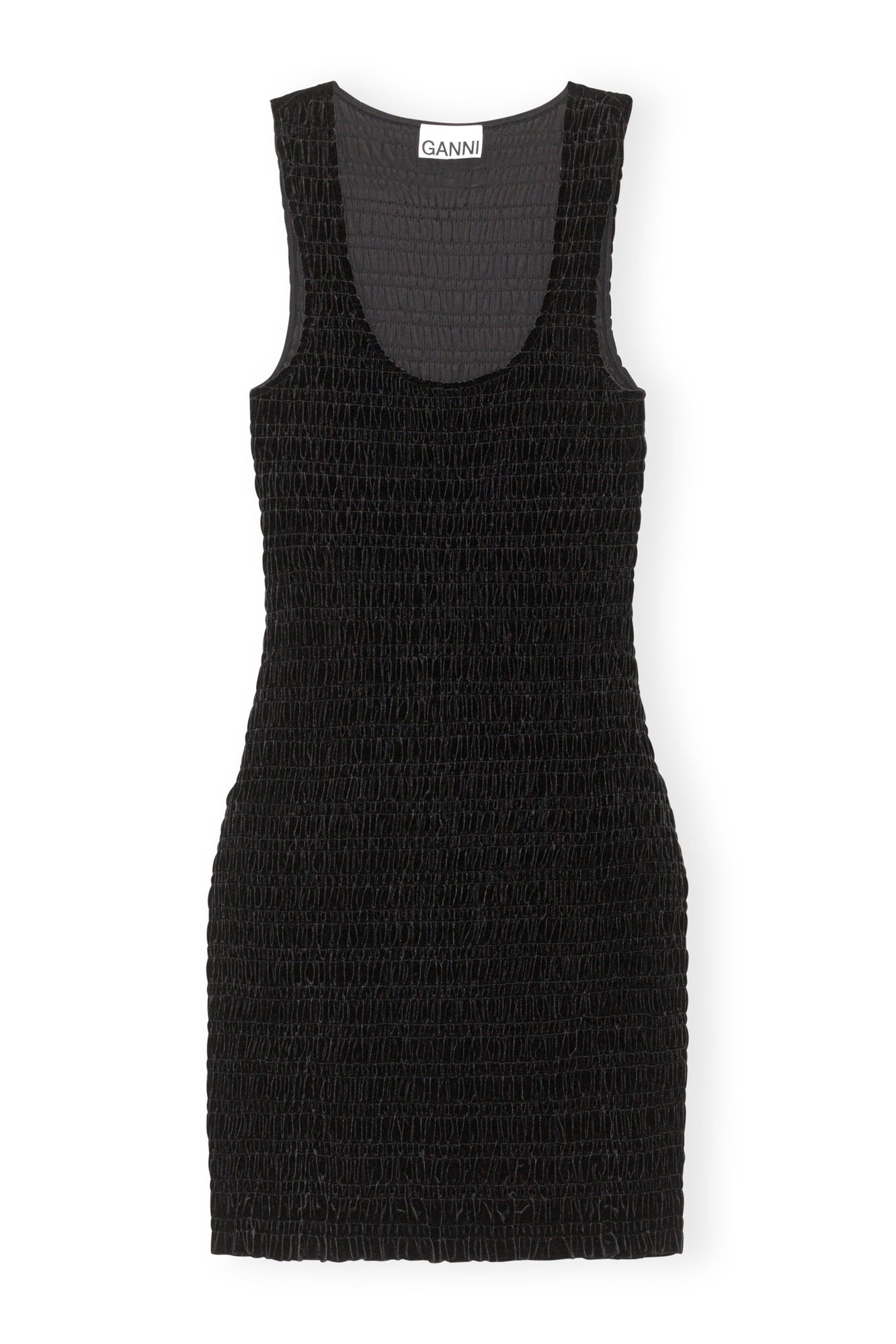 Velvet Smock Mini Dress | Black