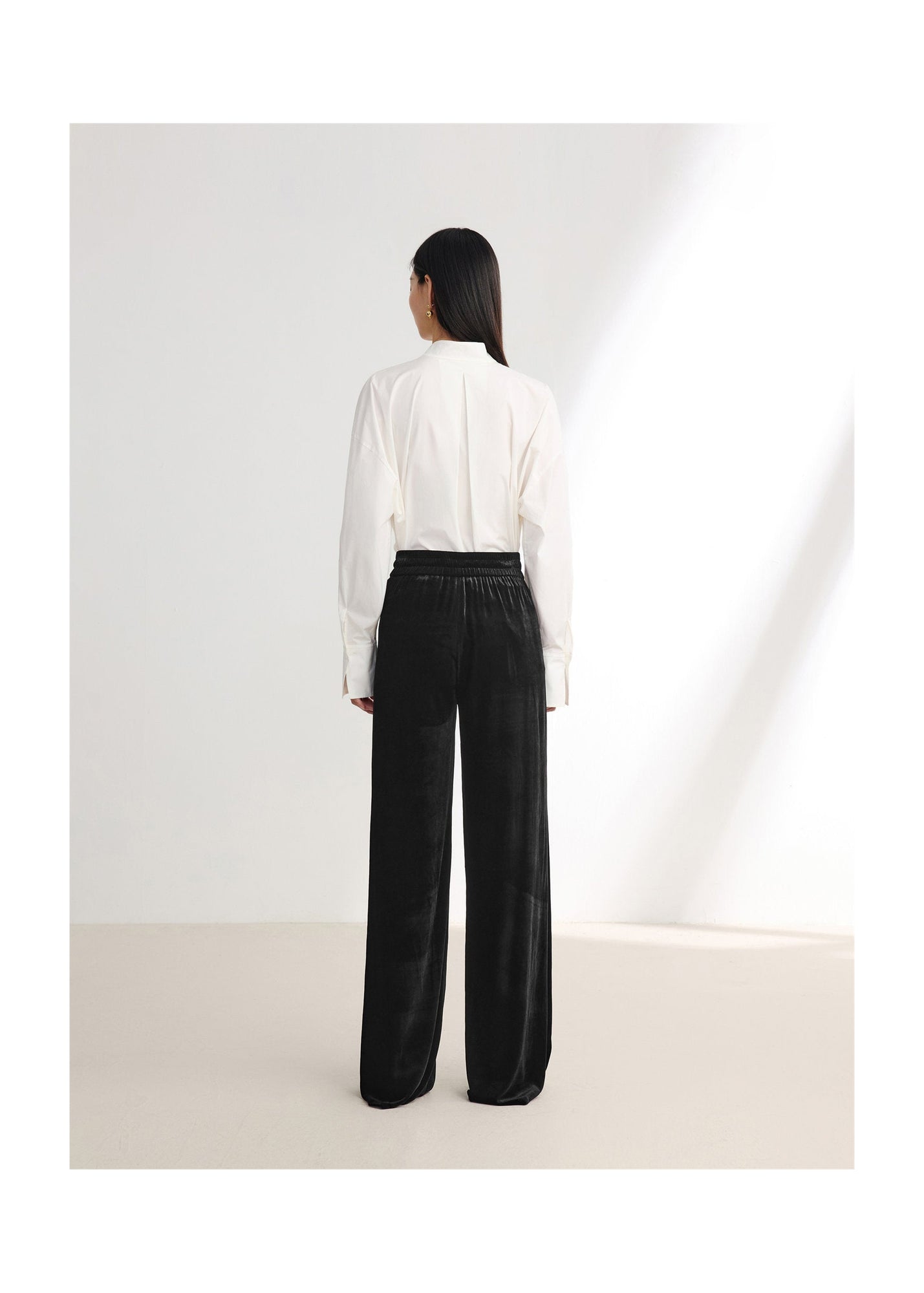 Velvet Wide-Leg Pants | Black