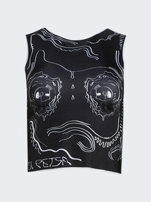 Women | Di Petsa | Venus Shell Lycra Tank Top And White | Black