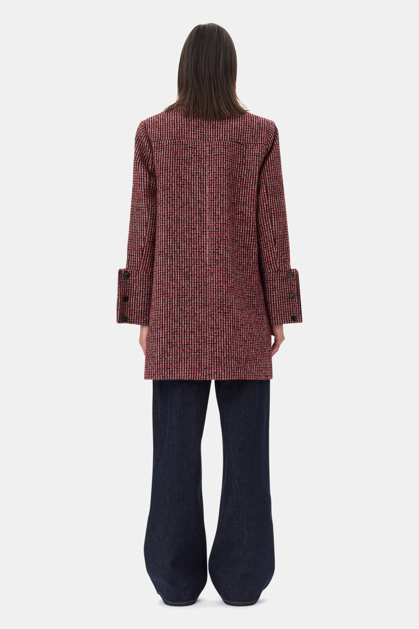 Woollen Check Midi Jacket | Racing Red