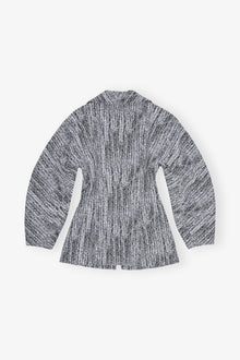 Cotton Tweed Curve Sleeve Jacket | Celestial Blue