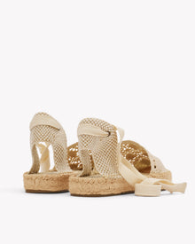 Womens_Espadrilles_The Lauren Lace Up_Crochet_La Concha Ivory - Women's Espadrilles - La Concha Ivory - Soludos - 