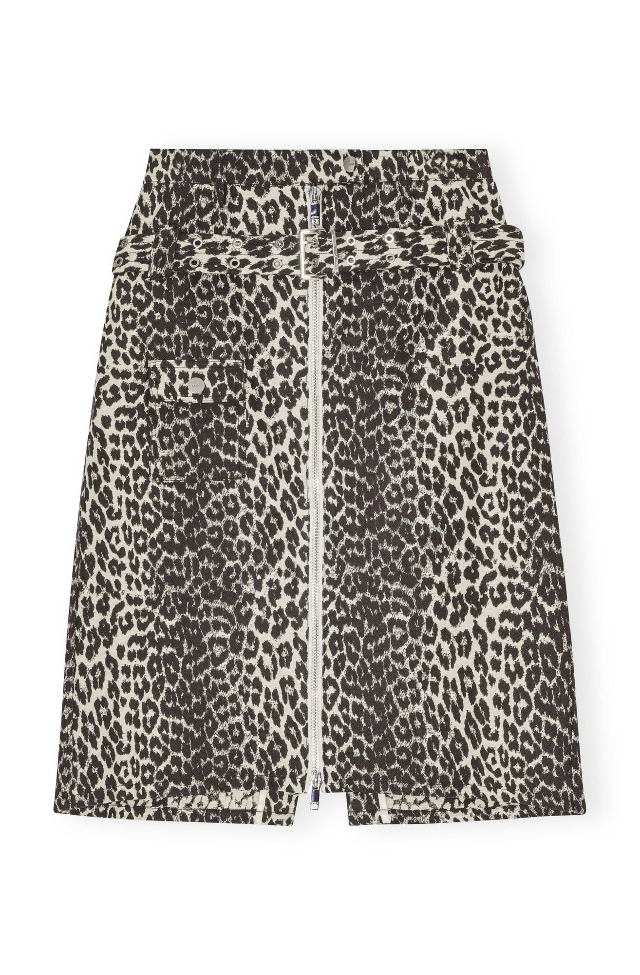 Cotton Tweed Midi Skirt | Leopard