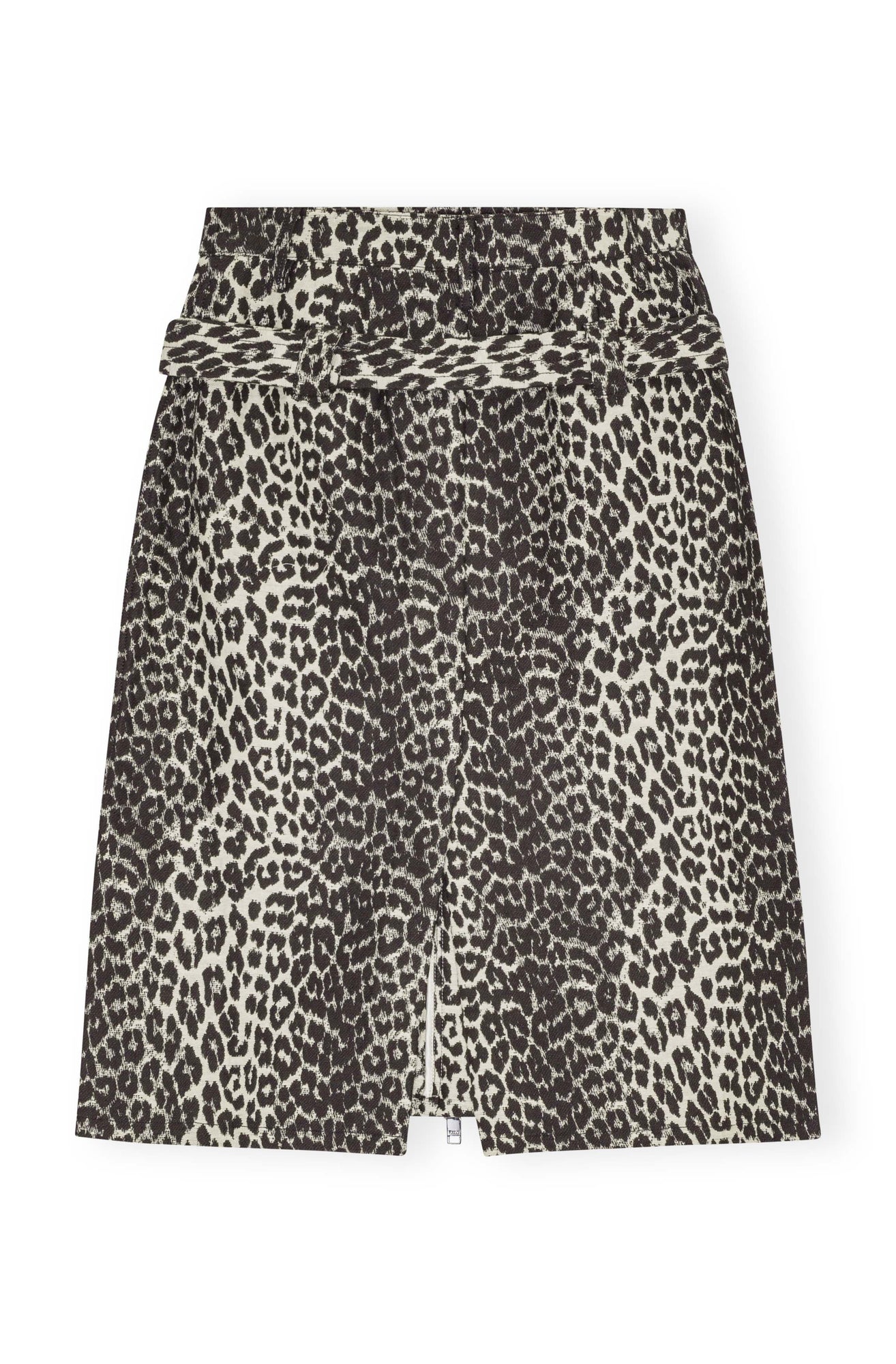 Cotton Tweed Midi Skirt | Leopard