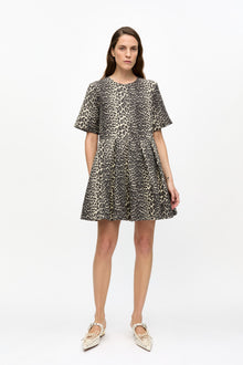 Cotton Tweed Mini Dress | Leopard