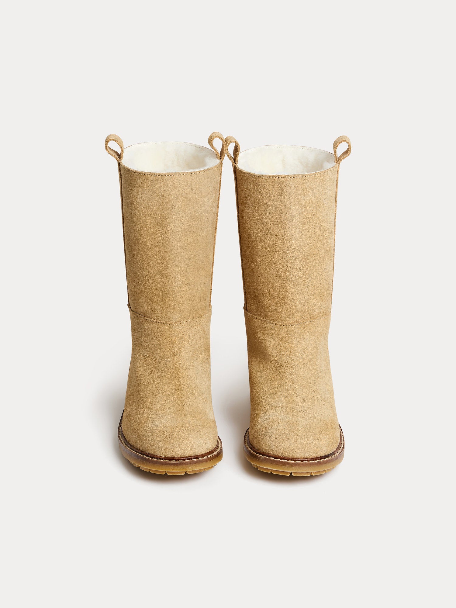 Girl | Gab White Leather Boots | Sand