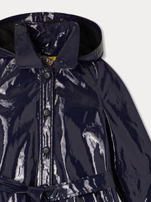 Girl | Teyla Varnished Cotton Trench Coat | Navy