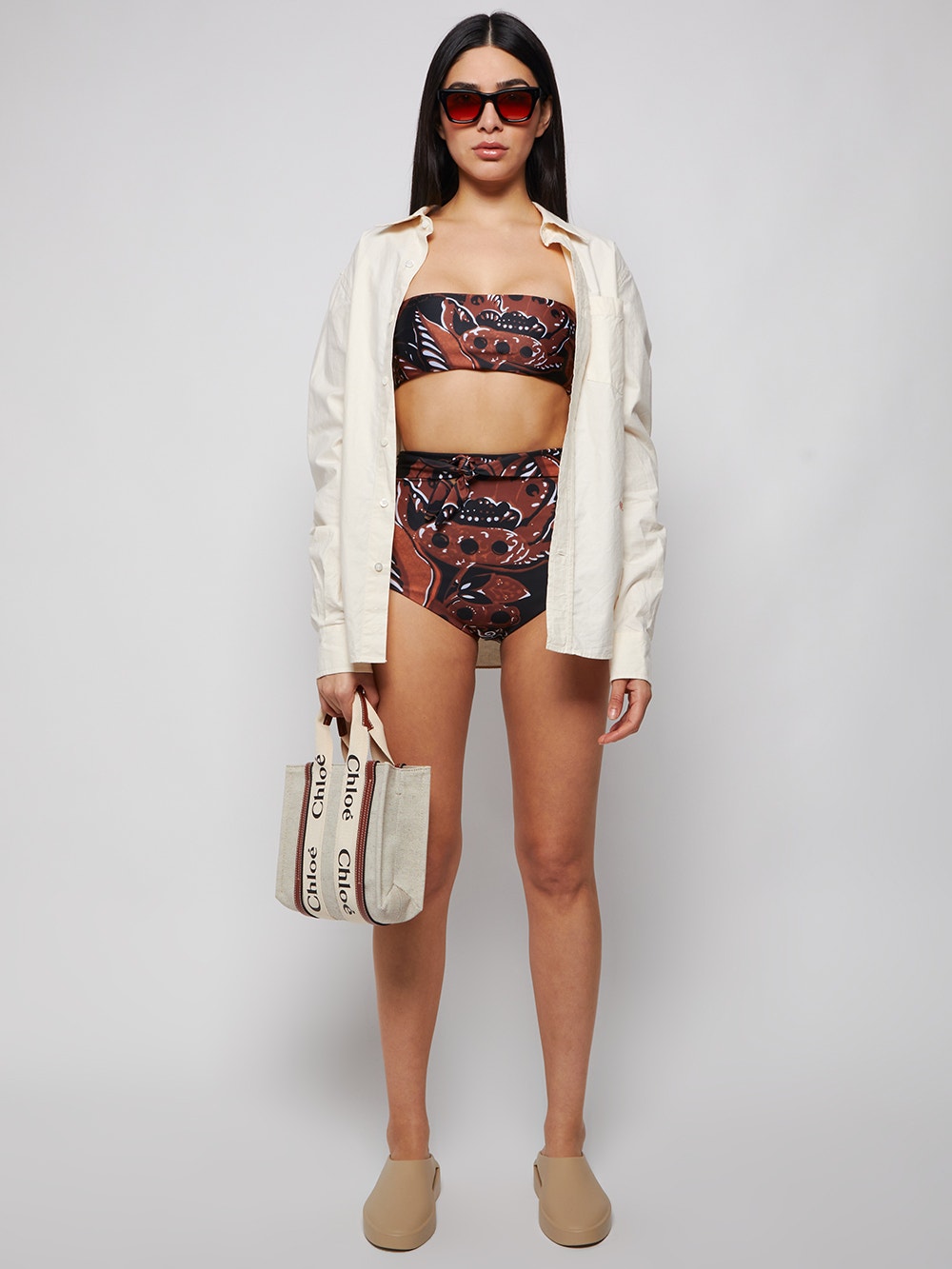 Women | Mara Hoffman | Calaia Jay High Waisted Bikini Bottom | Black & Brown